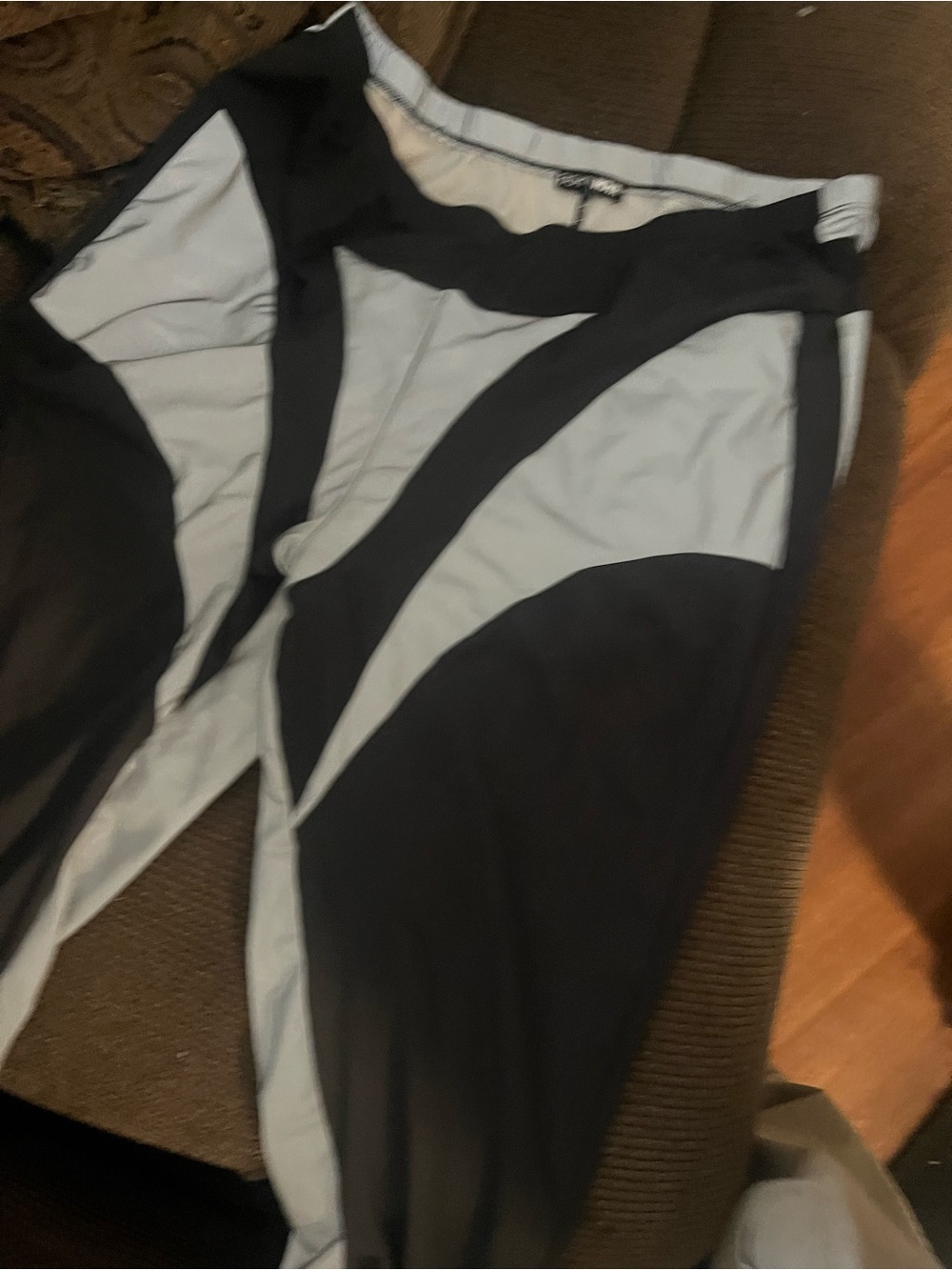 Fashion Nova Black & Light Gray Colorblock Leggings